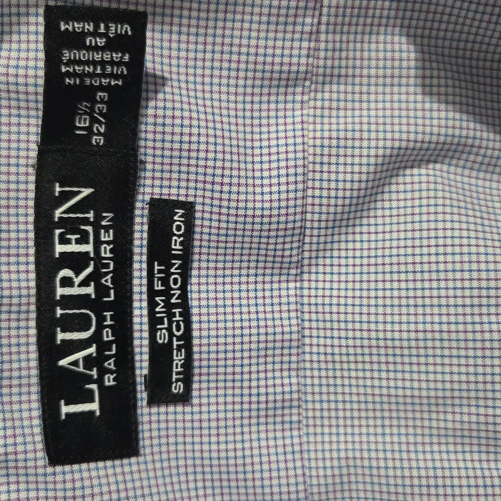 Ralph Lauren Black And Red Label Men's Blue Checkered  Dress Shirt